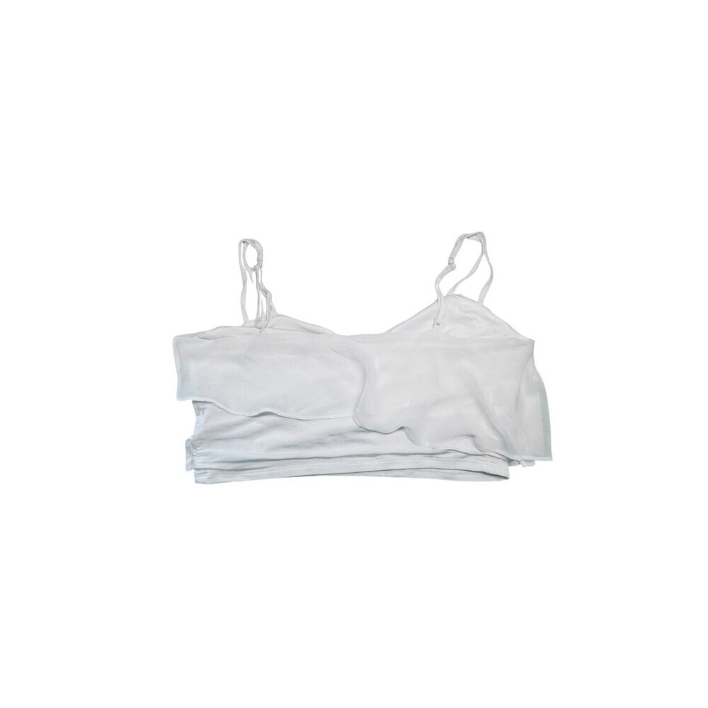 Bebe White Ruffle Crop Top NWT - Picture 6 of 7